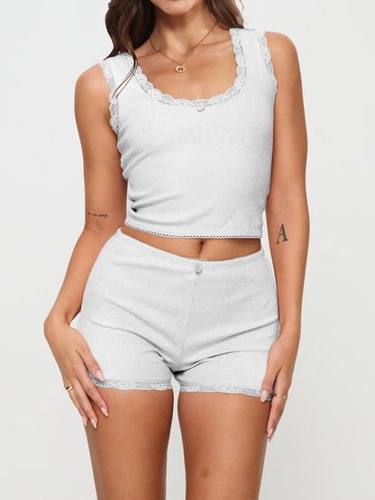 Scoop Neck Wide Strap Top and Shorts Set