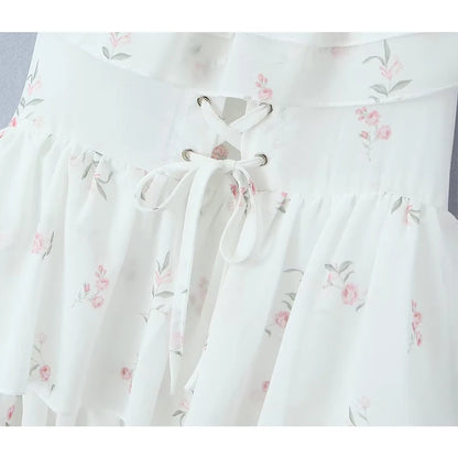 White Off the Shoulder Floral Print Dress