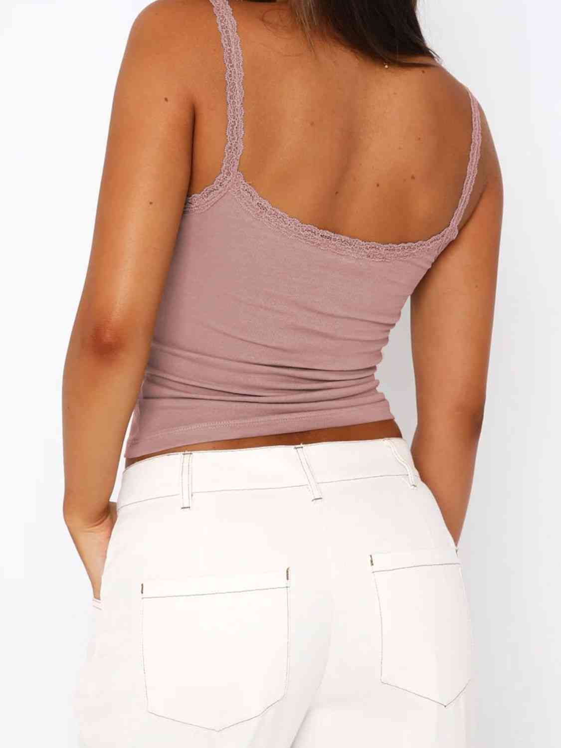 Lace Trim Straight Neck Cami