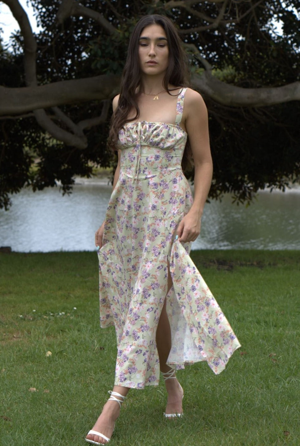 Elizabeth Slit Floral Midi Dress